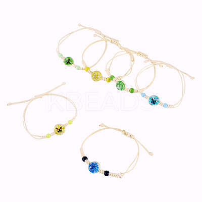 6Pcs 6 Styles Glass Bead Braided Bead Bracelets BJEW-TA0001-21-1