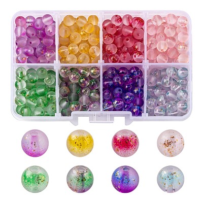 360Pcs 8 Colors Frosted Spray Painted Glass Beads GLAA-YW0001-40-1