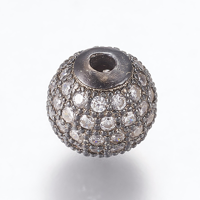 Brass Micro Pave Cubic Zirconia Beads ZIRC-E134-10mm-04B-1