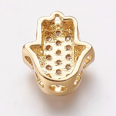 Brass Cubic Zirconia Beads KK-P134-05G-1