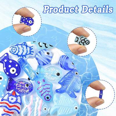 14Pcs 14 Styles Painted Glass Beads LAMP-FS0001-65-1