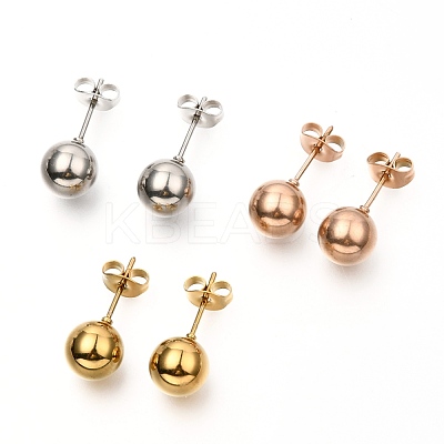 304 Stainless Steel Ball Stud Earrings EJEW-C501-10E-1