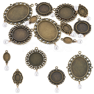 10Pcs 5 Style Alloy Pendant Cabochon Settings HJEW-TAC0119-1