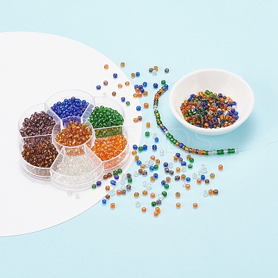 7 Colors Glass Round Seed Beads SEED-YW0001-24C-02-1
