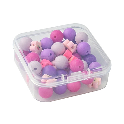 48Pcs 6 Styles DIY Food Grade Silicone & Polymer Clay Beads Jewelry Making Finding Kit DIY-FS0005-83A-1