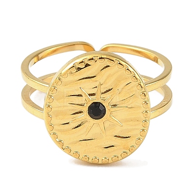 Ion Plating(IP) 304 Stainless Steel Open Cuff Ring for Women RJEW-F166-07G-02-1