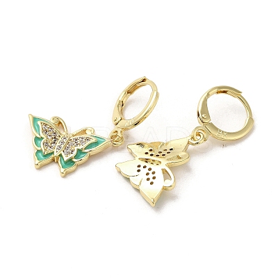 Butterfly Real 18K Gold Plated Brass Dangle Leverback Earrings EJEW-L268-035G-02-1