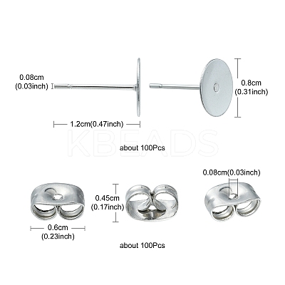 100Pcs 304 Stainless Steel Stud Earring Findings STAS-YW0001-43C-1