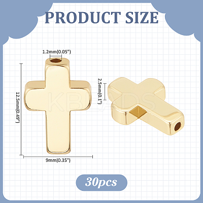30Pcs Cross Brass Beads KK-ME0002-39-1