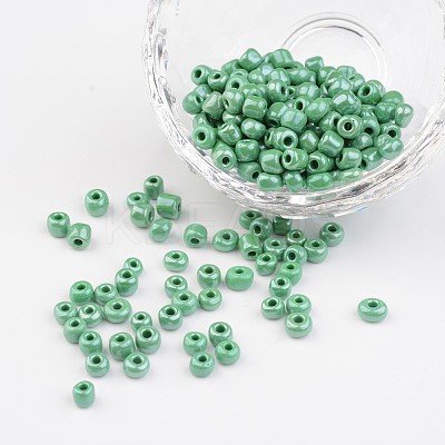 6/0 Opaque Colors Lustered Round Glass Seed Beads X-SEED-A012-4mm-127-1