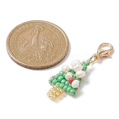 Glass Seed Beaded Pendant Decorations HJEW-JM01062-1