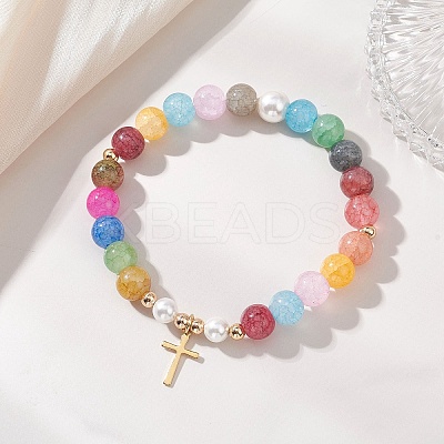 304 Stainless Steel Tiny Cross Charm Bracelets BJEW-JB13329-1