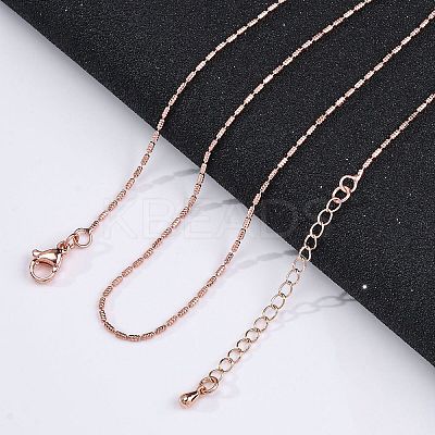 Brass Column Link Chain Necklaces for Women NJEW-D302-05RG-1