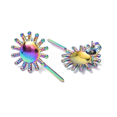 Ion Plating(IP) 304 Stainless Steel Sun Stud Earrings for Women EJEW-F300-12MC-1