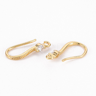 Brass Micro Pave Clear Cubic Zirconia Earring Hooks X-ZIRC-S068-007-NF-1