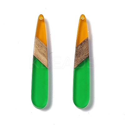 Transparent Resin & Walnut Wood Pendants RESI-M027-12E-1