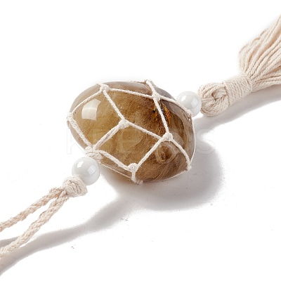 Synthetic Watermelon Stone Glass Pendant Decorations HJEW-E579-01D-1