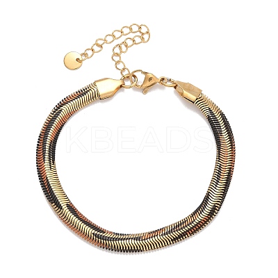 304 Stainless Steel Snake Chain Bracelets for Women BJEW-C103-02G-1