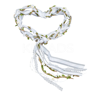 Alloy Tree of Life Cloth Leaf Trim Ribbon Party Decoration HJEW-OC00267-1