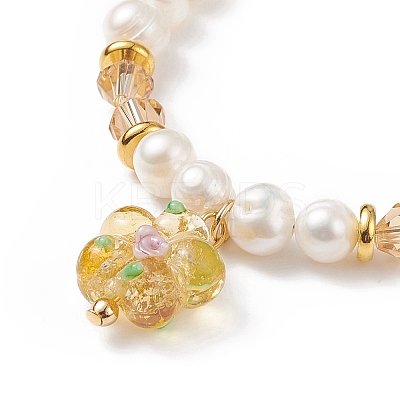 4Pcs 4 Color Lampwork Flower Charm Bracelets Set BJEW-TA00177-1