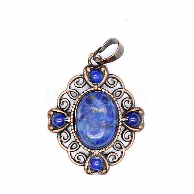 Retro Hollow Natural Lapis Lazuli Pendants PW-WG7B8C5-03-1