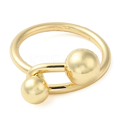 Rack Plating Brass Round Beaded Finger Rings RJEW-M153-01G-1