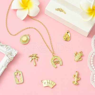 9Pcs 9 Styles Brass Micro Pave Cubic Zirconia Pendants KK-CJ0003-09-1