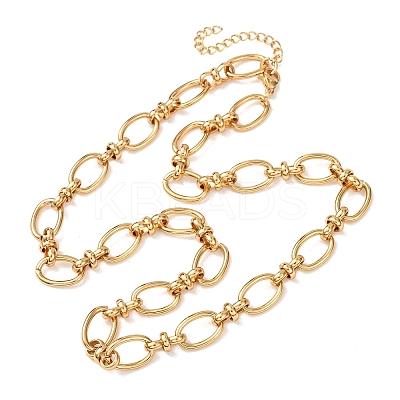 10MM 304 Stainless Steel Oval Link Chain Necklaces for Women X-NJEW-G194-04G-1