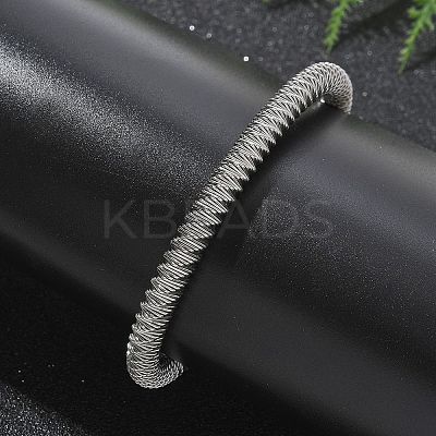 304 Stainless Steel Stretch Bangles for Women BJEW-P315-02G-P-1
