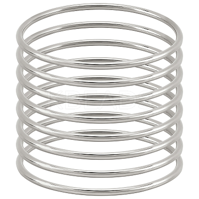 8Pcs 304 Stainless Steel Thin Wrap Bangle for Women BJEW-BC0001-16P-1