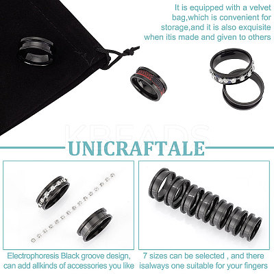 14Pcs 7 Size Stainless Steel Grooved Finger Rings Set RJEW-UN0002-71EB-1