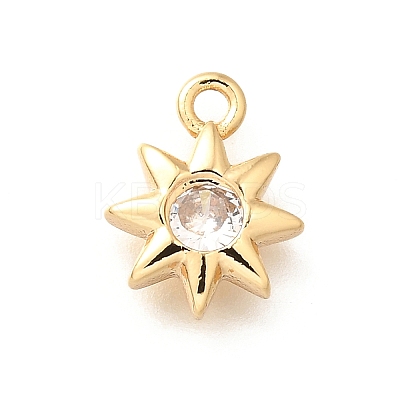 Brass Micro Pave Cubic Zirconia Charms KK-C085-19G-1