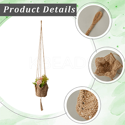 Jute Rope Weaving Flower Pots Net Pocket AJEW-WH20067-079-1