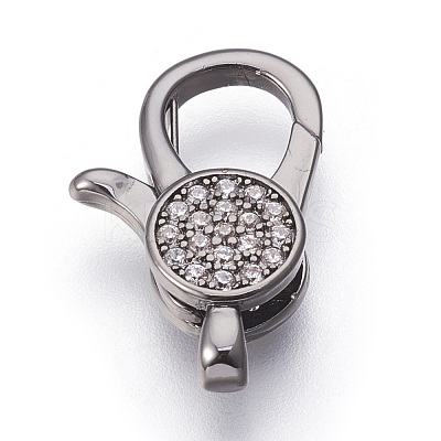 Brass Micro Pave Cubic Zirconia Lobster Claw Clasps KK-O106-28B-1