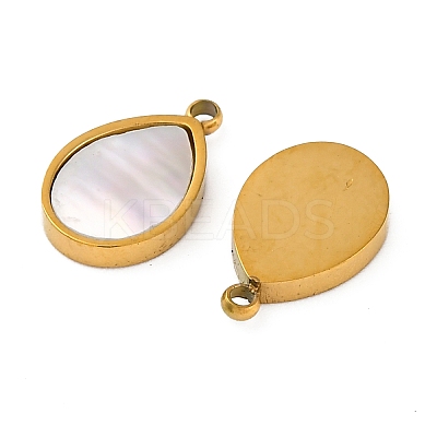 Ion Plating(IP) 304 Stainless Steel Pave Natural Shell Charms STAS-Z100-01G-01-1