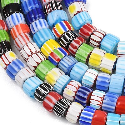 Handmade Millefiori Glass Column Beads Strands LA-CBA6DF7-01-1