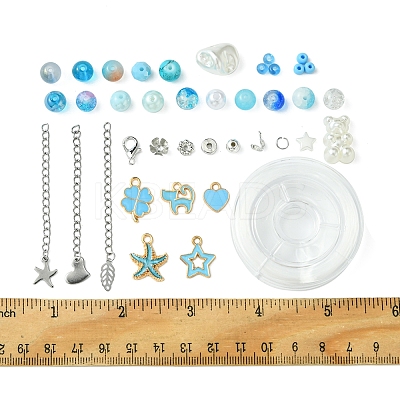 DIY Round Glass & CCB Plastic Beads Bracelets Making Kits DIY-FS0007-56A-1