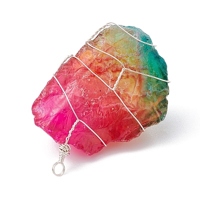 Electroplated Raw Rough Natural Quartz Copper Wire Wrapped Big Pendants PALLOY-JF02283-02-1