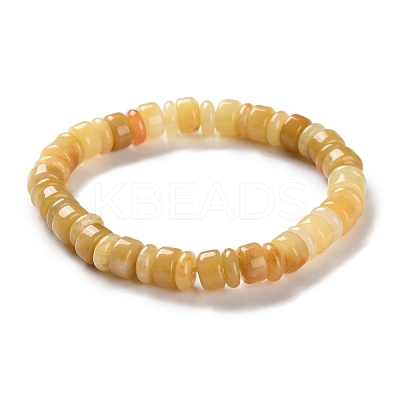 Natural Yellow Jade Beads Stretch Bracelets for Women Men BJEW-C081-05-1