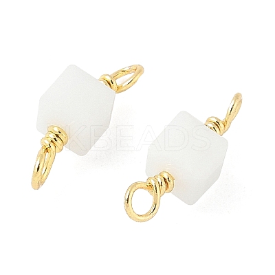 Glass Faceted Cube Connector Charms KK-C097-10G-04-1