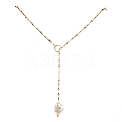 ABS Plastic Imitation Pearl Nuggets Pendant Necklaces NJEW-JN04952-1