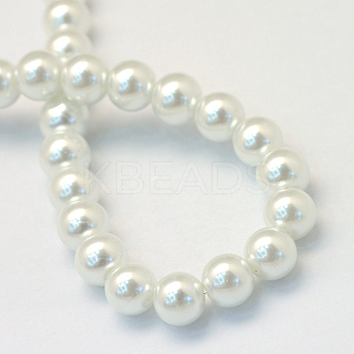 Baking Paint Pearlized Glass Pearl Round Bead Strands HY-Q330-8mm-01-1