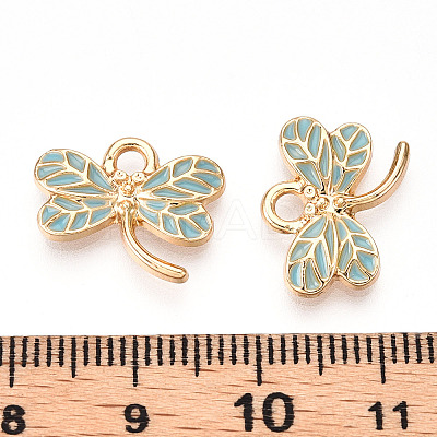 Light Gold Plated Alloy Pendants X-ENAM-T009-69B-RS-1