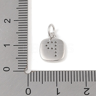 Rack Plating Brass Micro Pave CLear Cubic Zirconia Charms KK-E110-14P-P-1