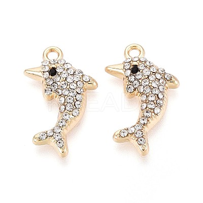 Rack Plating Alloy Rhinestone Pendants PALLOY-T091-23A-G-1