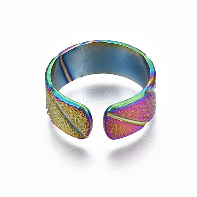 304 Stainless Steel Rhombus Cuff Ring RJEW-N038-076-1