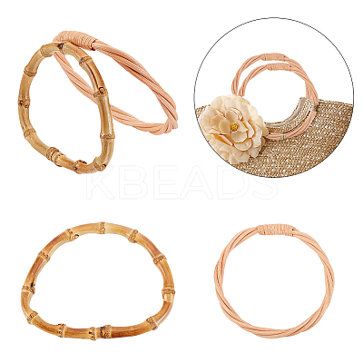 4Pcs 2 Style Bamboo & Rattan Bag Handle DIY-AR0002-80-1