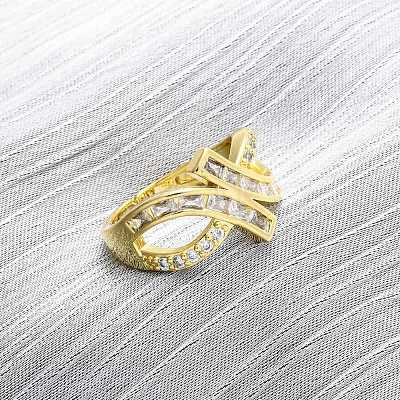 Brass Micro Pave Cubic Zirconia Cuff Rings for Women RJEW-U053-03G-1