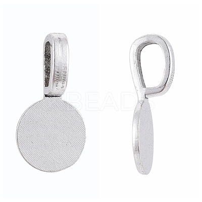 Tibetan Style Alloy Glue On Flat Pad Pendant Bails TIBEP-1124-AS-LF-1