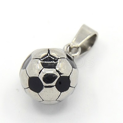 Trendy Necklace Findings 304 Stainless Steel FootBall/Soccer Ball Pendants LS-STAS-L012-B01P-1